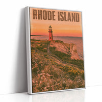 Red Lighthouse Cliffside Sunset
