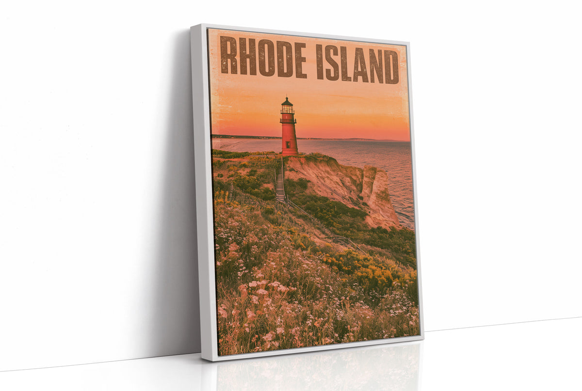 Red Lighthouse Cliffside Sunset