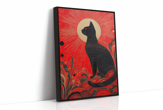 Celestial Cat Guards Crimson Dawn