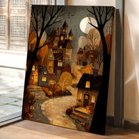 Harvest Moon Over Cobblestone Streets