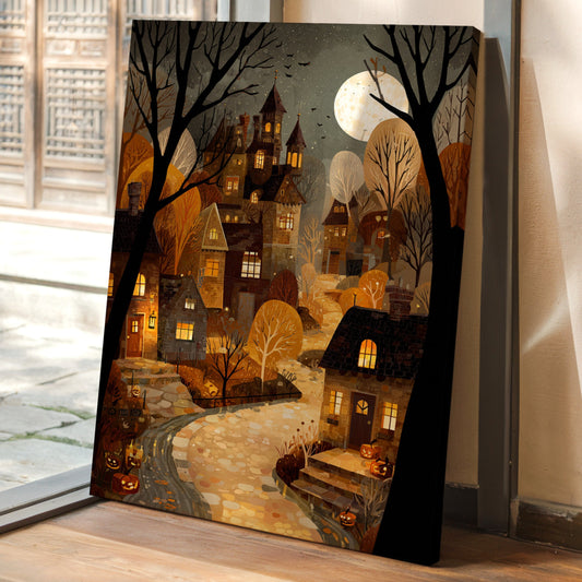 Harvest Moon Over Cobblestone Streets
