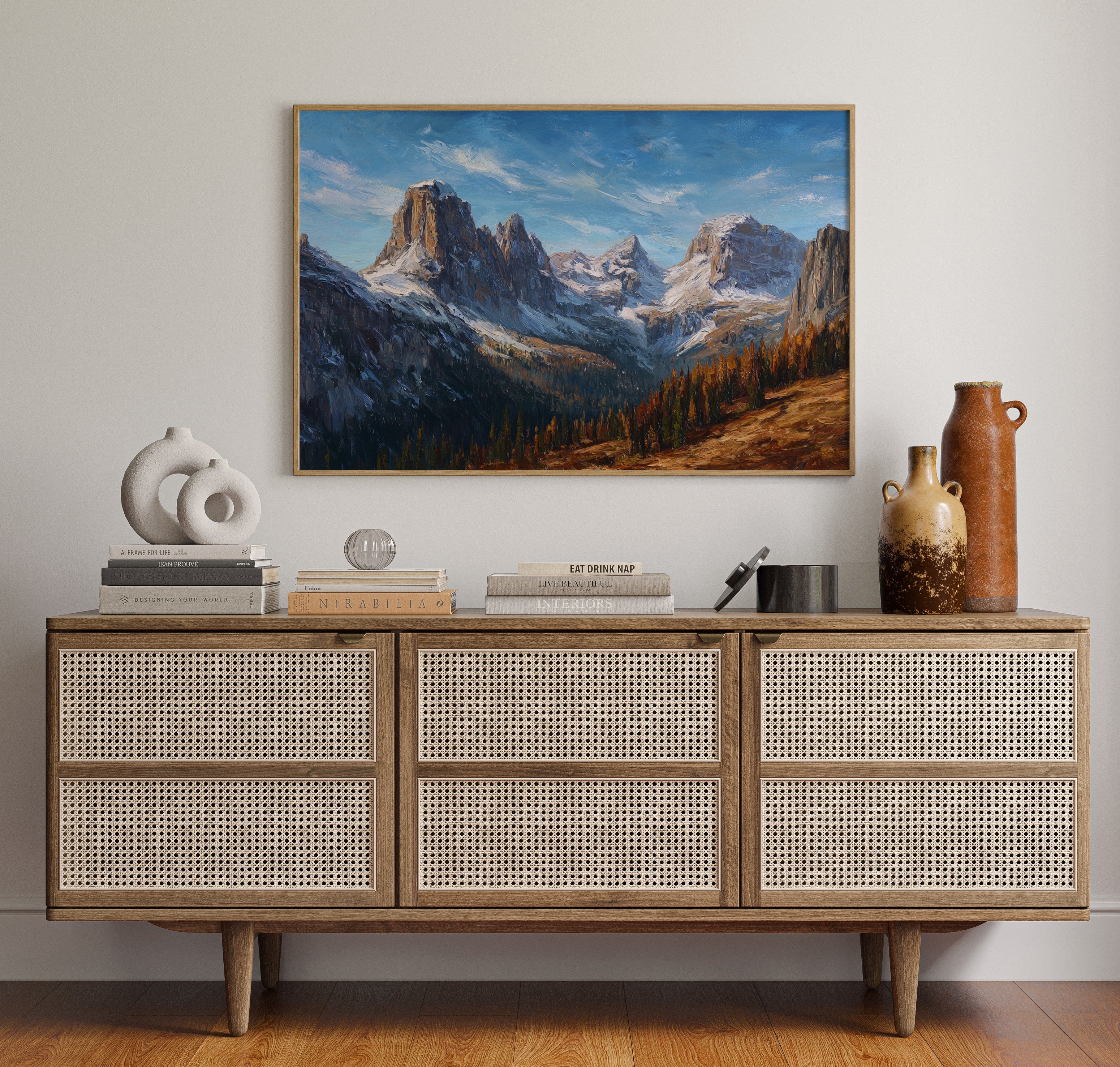 Autumn Pines Meet Winter Peaks