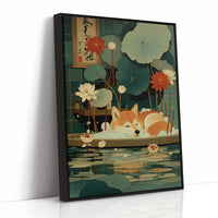 Sleepy Fox Among Lotus Dreams