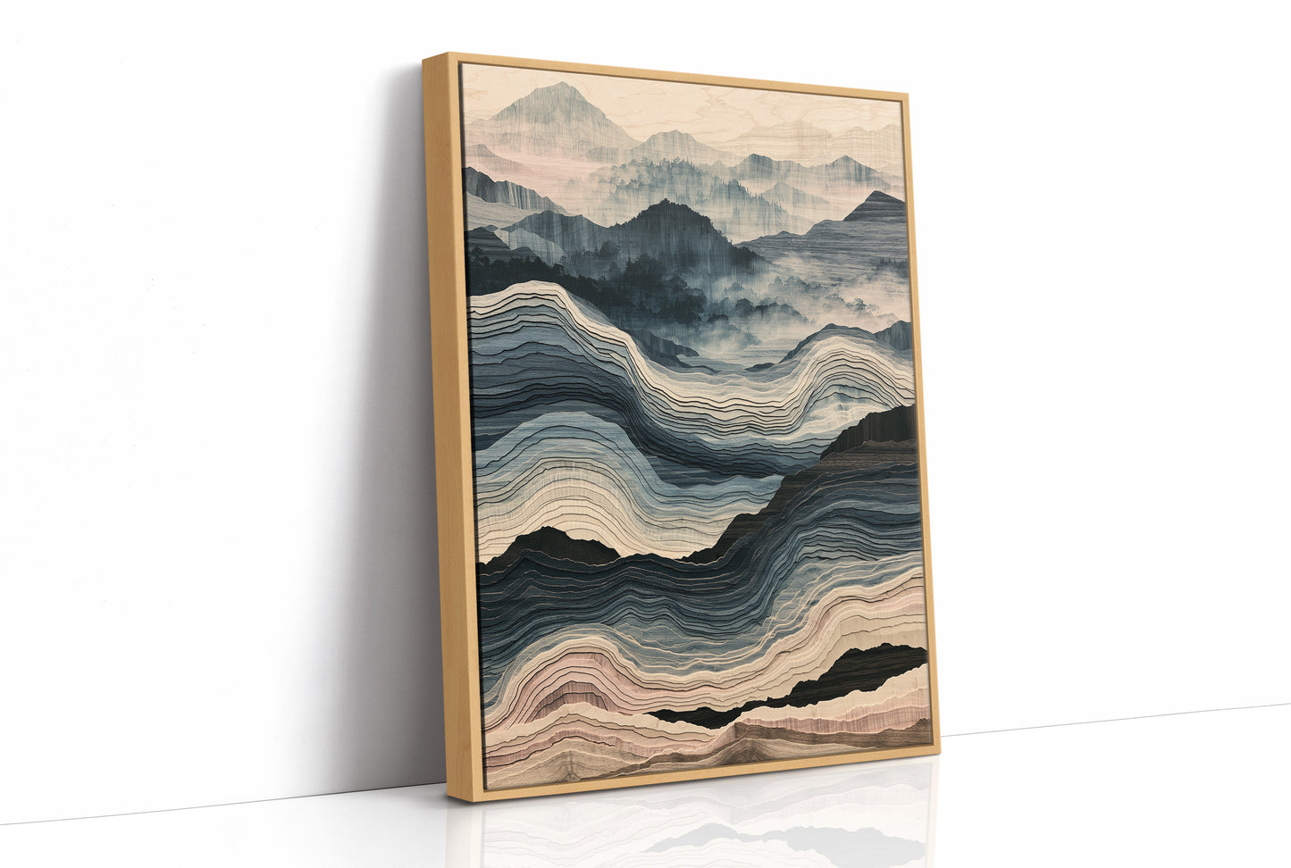 Waves of Wood in Blue and Blush
