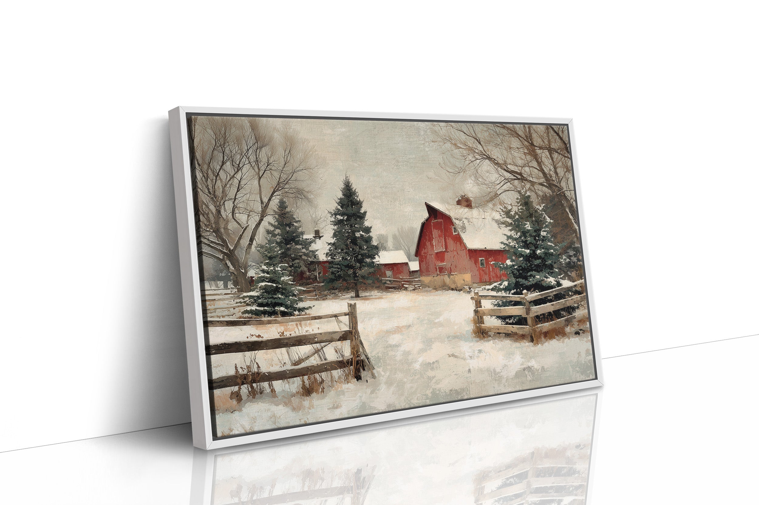 Crimson Barn in Winter's Embrace