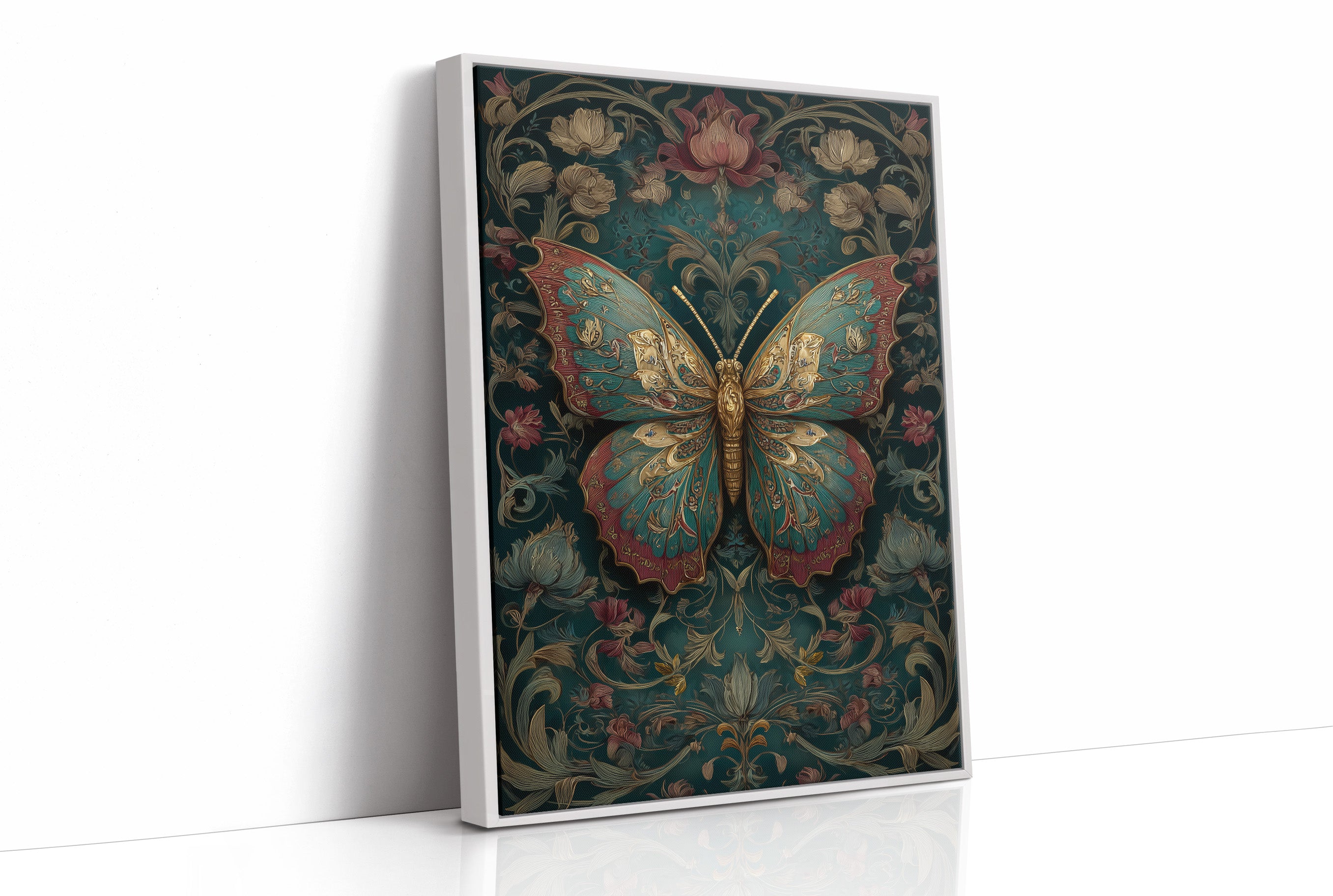 Gilded Wings Among Midnight Blooms