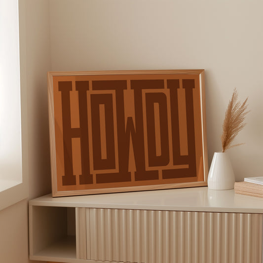 Howdy Rustic Maze Style Cowboy Art