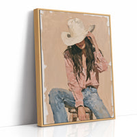 Seated in Blush and Denim
