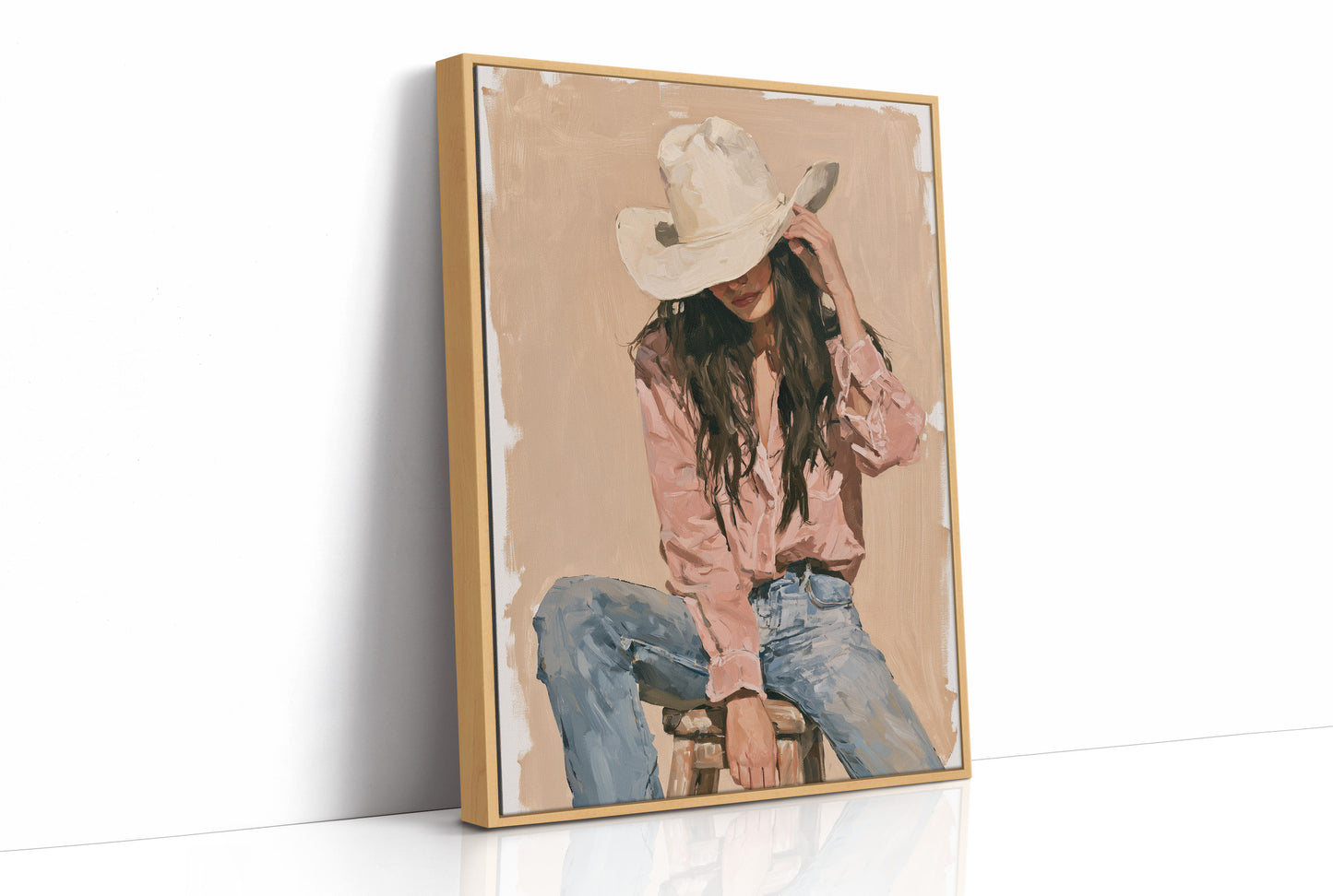 Seated in Blush and Denim