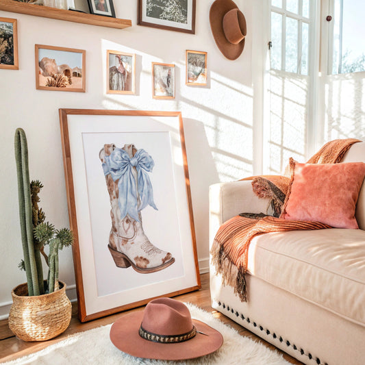 Blue Ribbons Dance On Ranch Leather