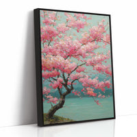 Cherry Blossoms Dance In Turquoise Light