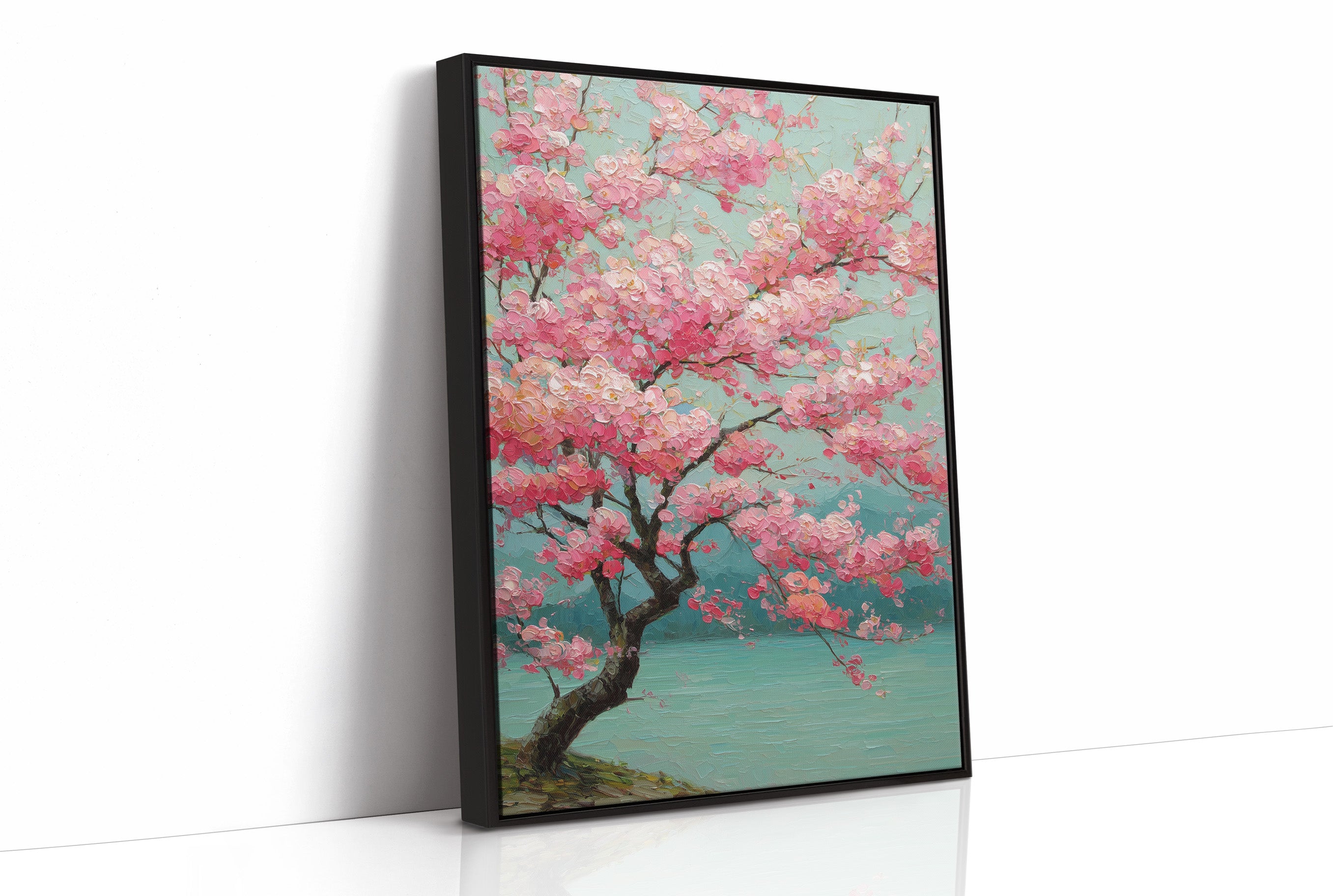 Cherry Blossoms Dance In Turquoise Light