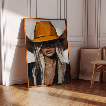 Mysterious Cowgirl Portrait – Western Fashion Wall Art