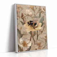 Bumblebee Rests On Pale Blooms