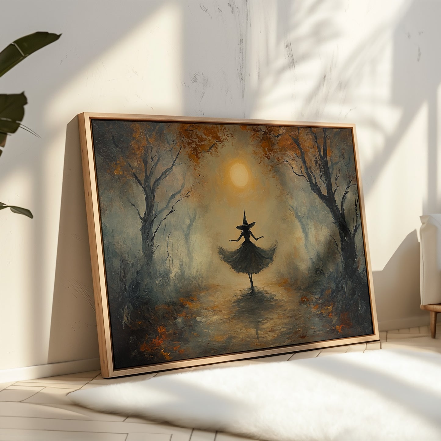 Moonlit Dance Through Autumn's Path