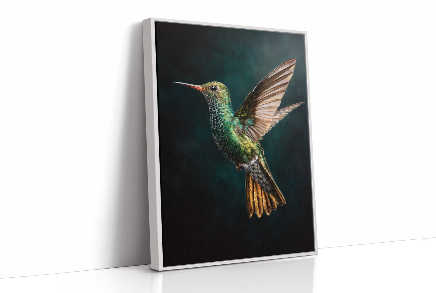Jeweled Flight Against Midnight Teal