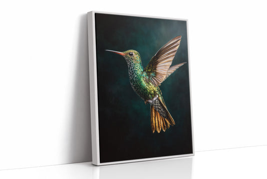 Jeweled Flight Against Midnight Teal