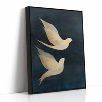 Doves Float Through Midnight Blue