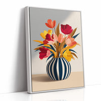 Vibrant Blooms in Striped Elegance