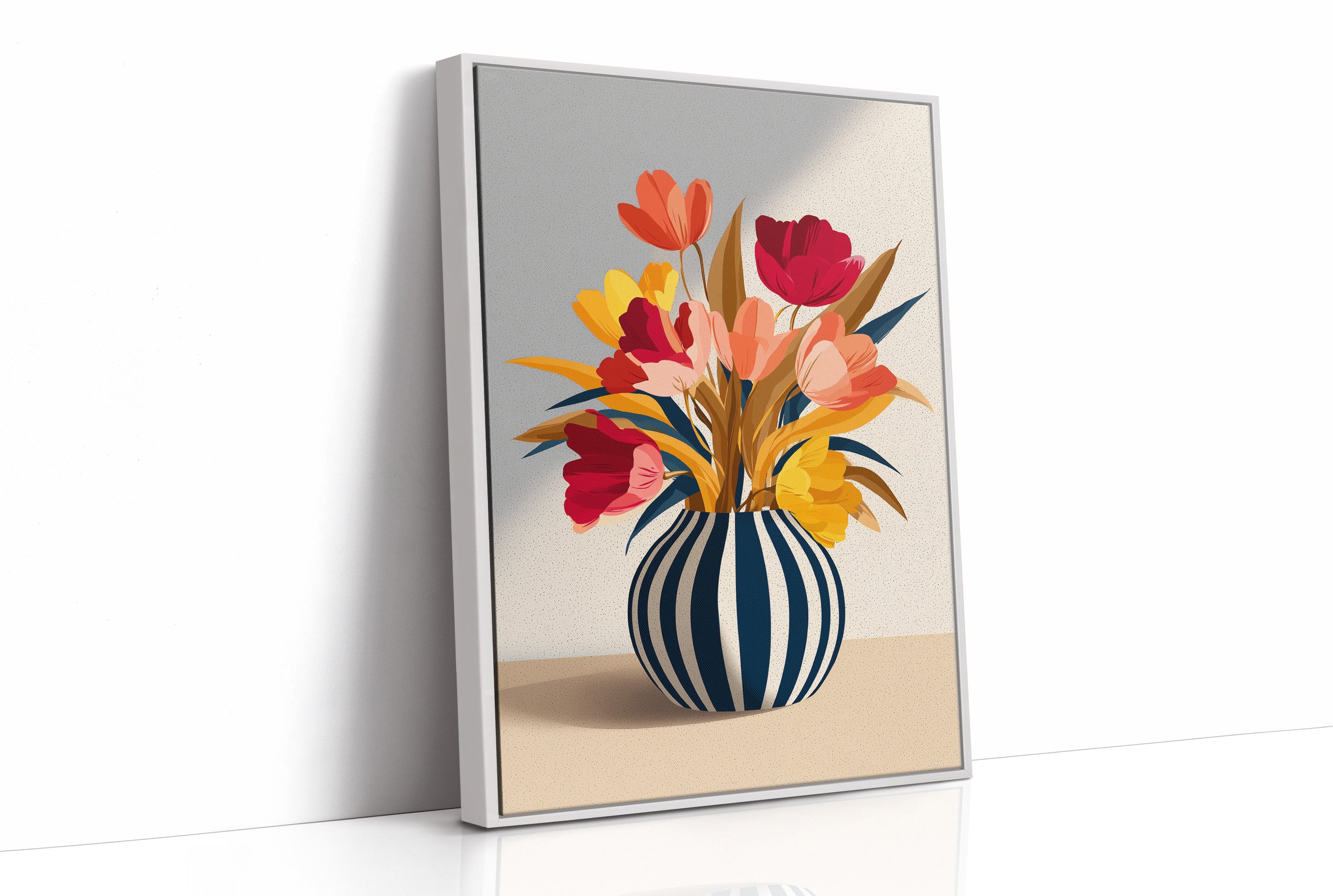 Vibrant Blooms in Striped Elegance
