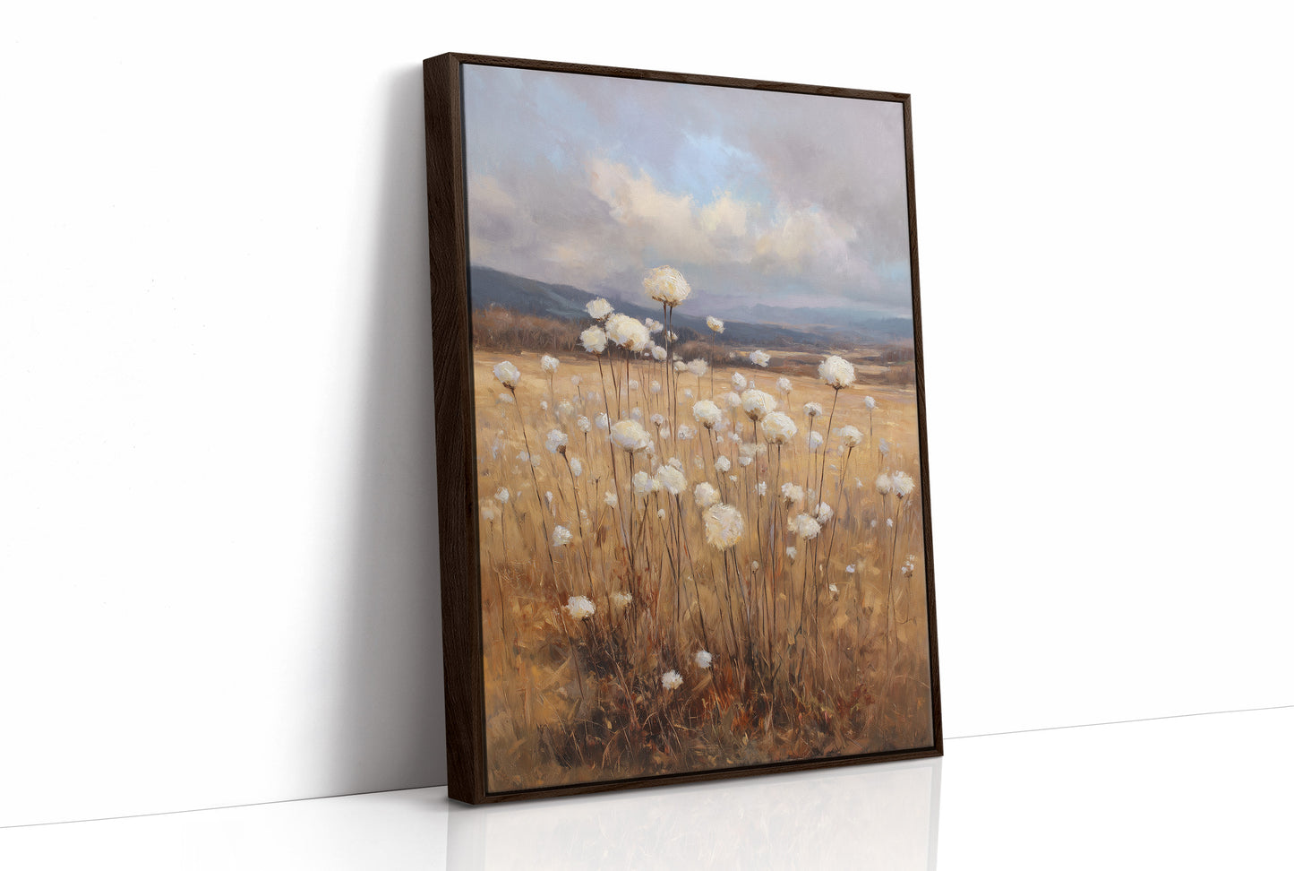 Cotton Fields Under Autumn Sky