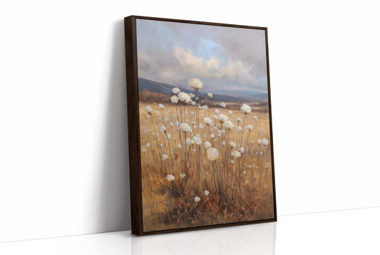 Cotton Fields Under Autumn Sky