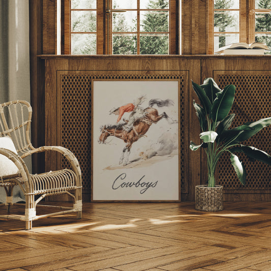 Wild Mustang Chase - Bronc Riding Cowboys