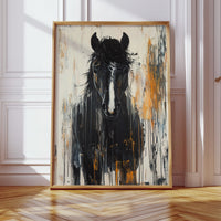 Fierce Stallion in Amber Rain