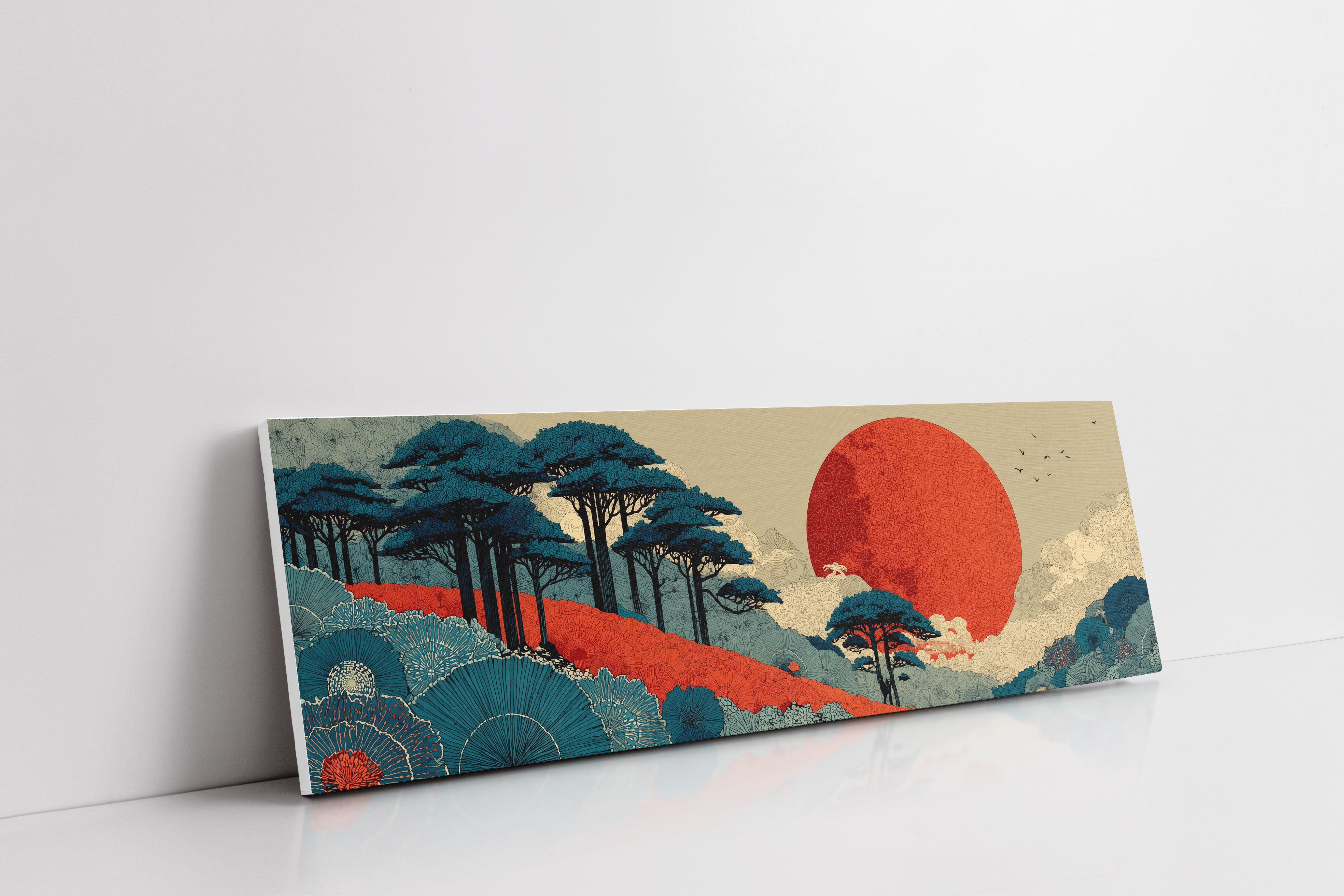 Crimson Sun Over Indigo Pines