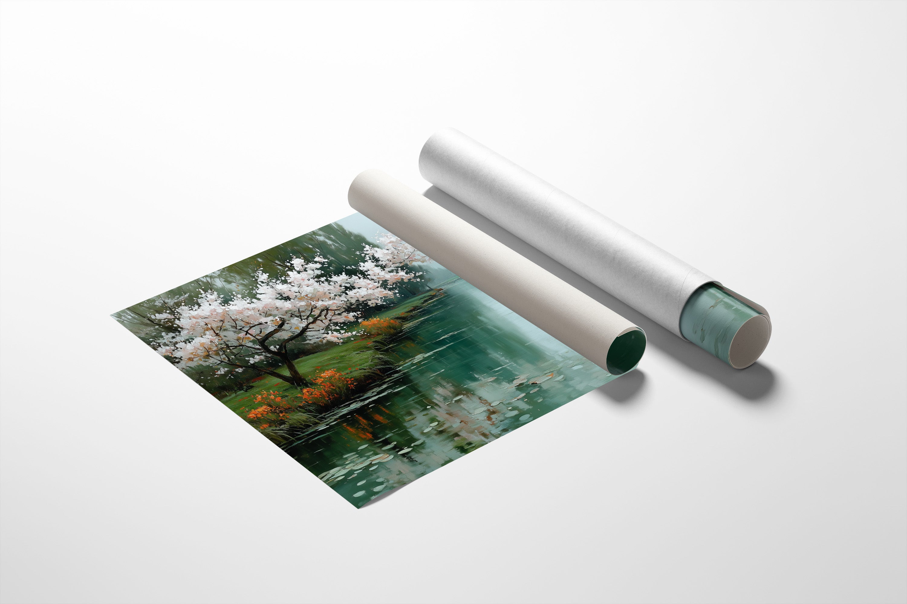 Cherry Blossoms Mirror Morning's Peace