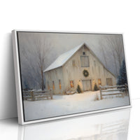 Snowfall Dreams Against Rustic Warmth