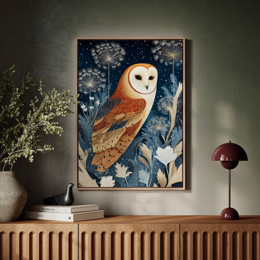 Barn Owl Amidst Ethereal Flora