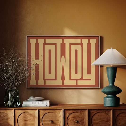 Retro Terracotta Howdy Typography Print