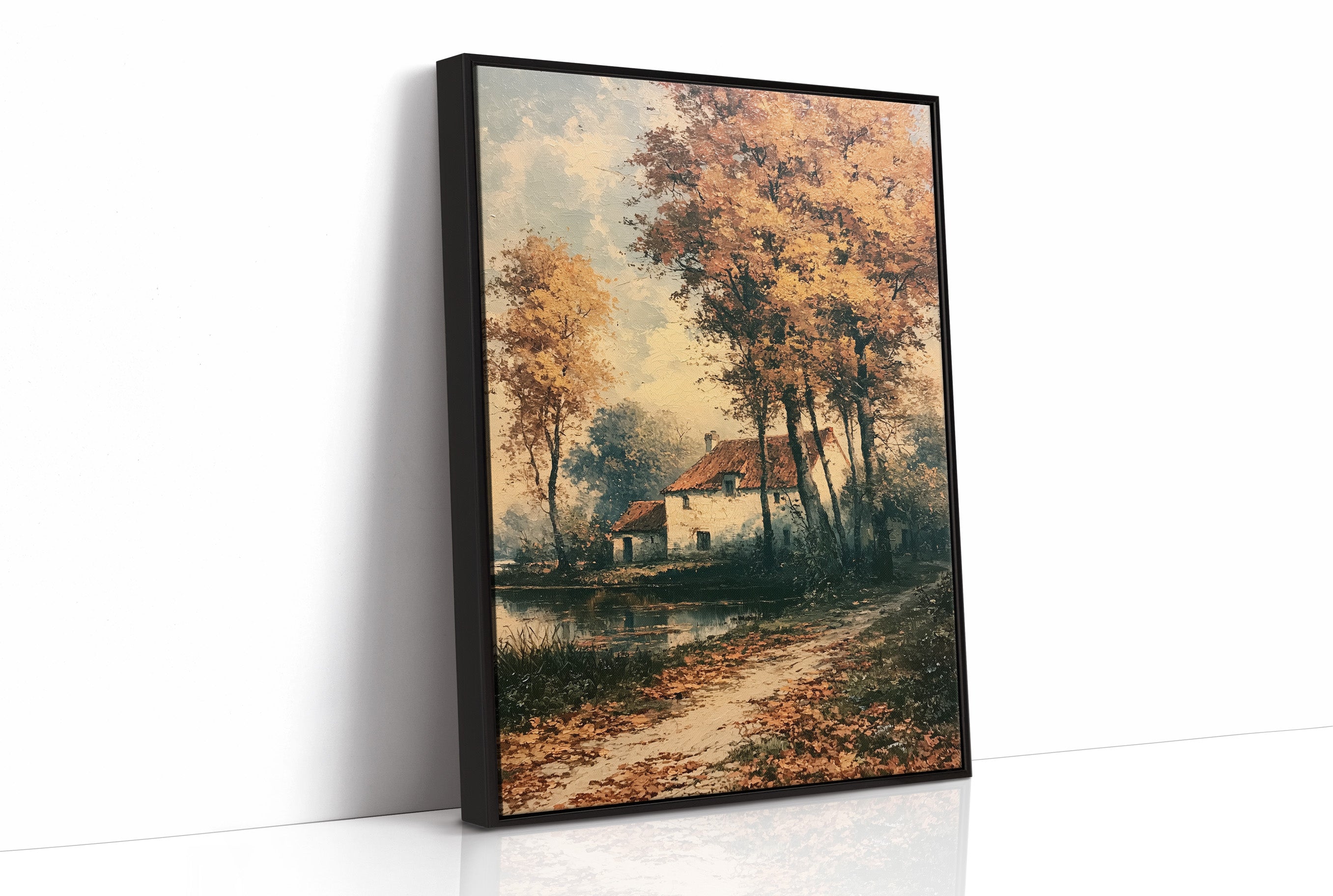 Autumn Cottage by the Water's Edge