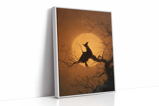 Midnight Perch Under Amber Moon