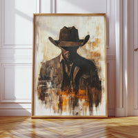 Lone Cowboy in Shadow and Flame