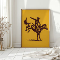 Vintage Rodeo Cowboy Silhouette Print