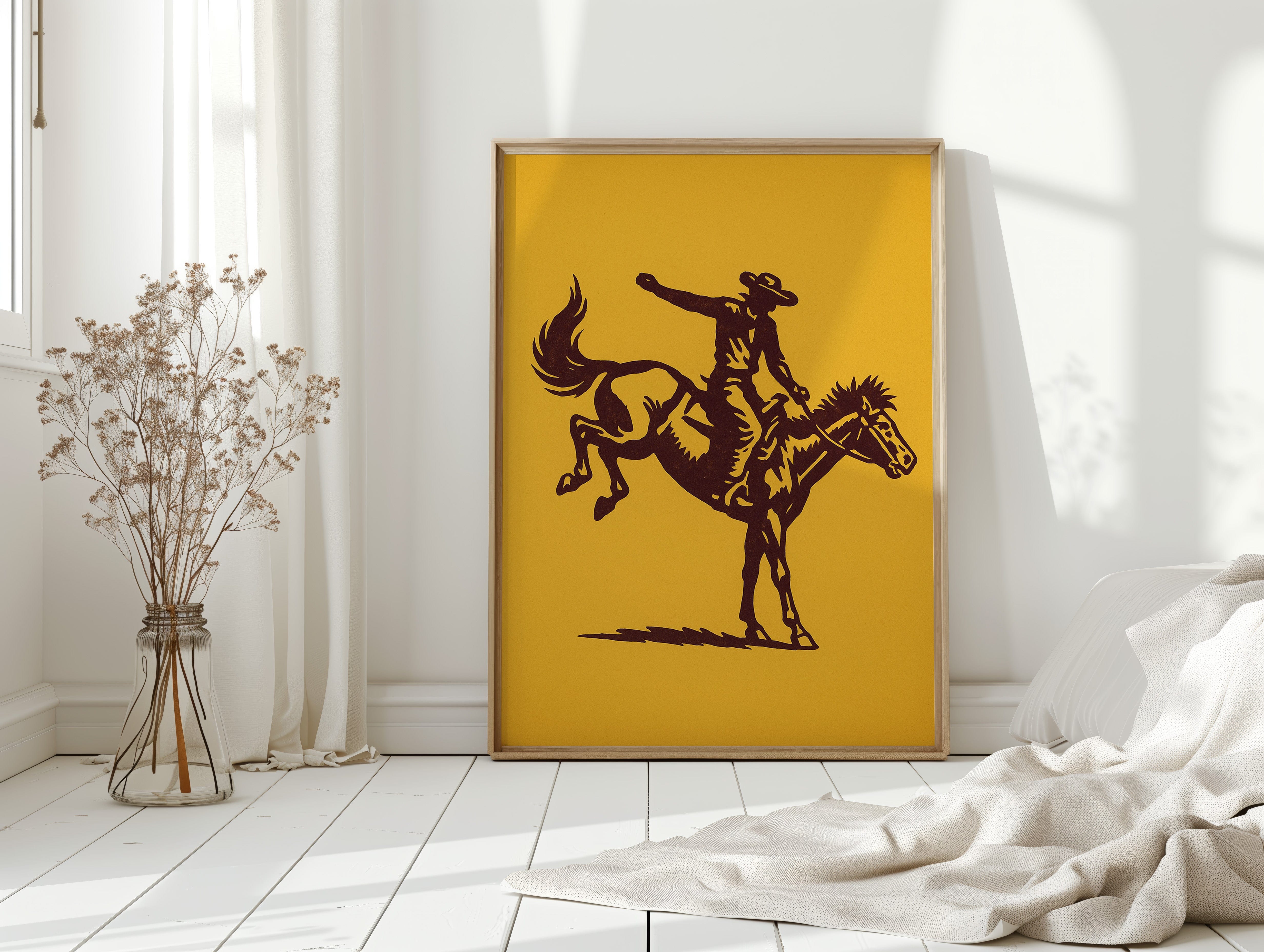 Vintage Rodeo Cowboy Silhouette Print