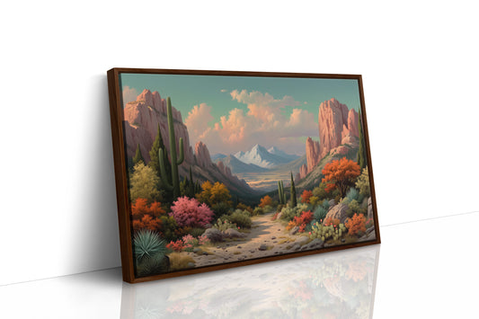 Saguaros Dance Between Pink Cliffs