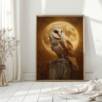 Barn Owl Beneath a Full Moon