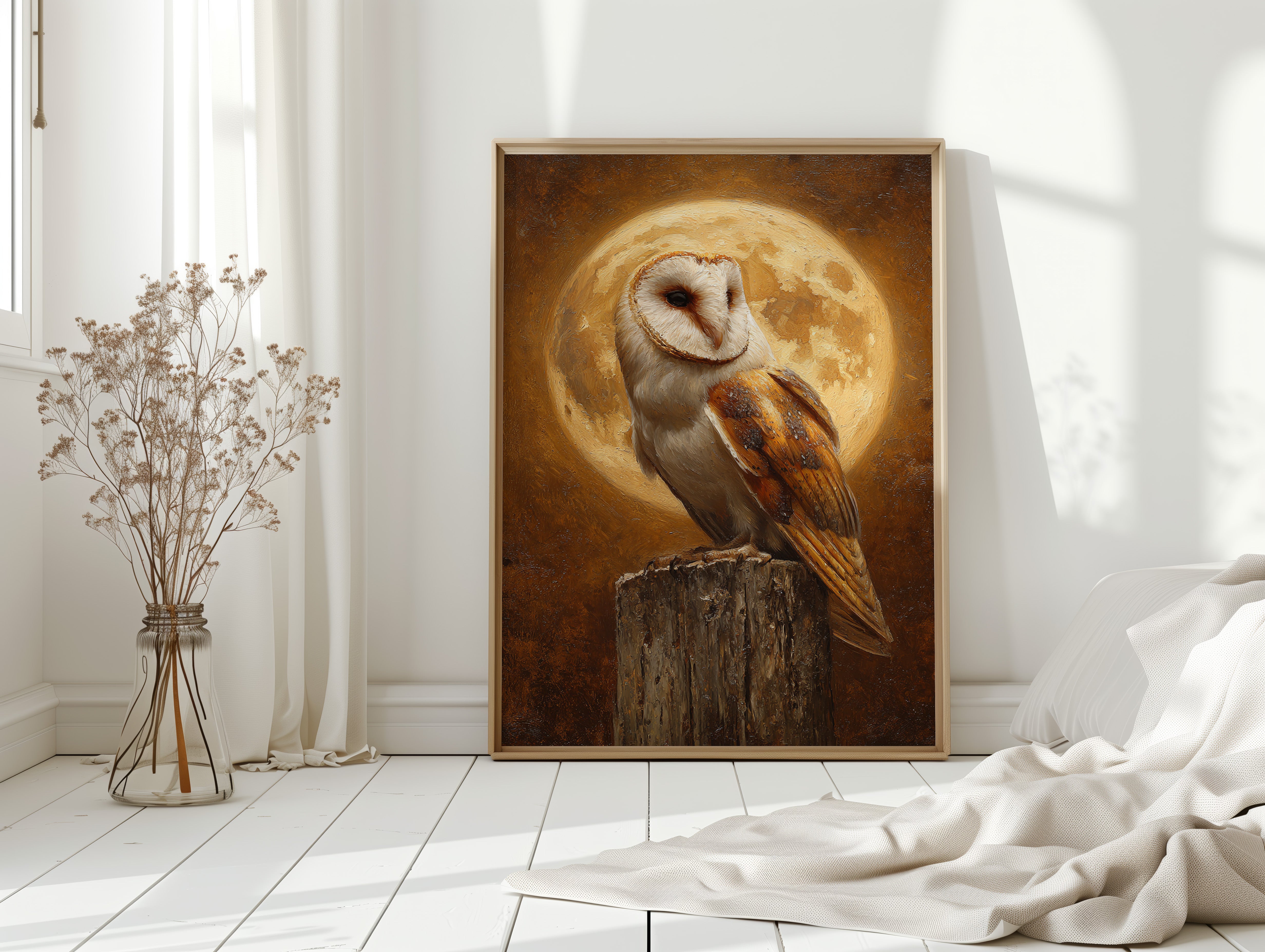 Barn Owl Beneath a Full Moon