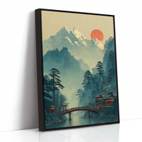 Sacred Bridge Beyond Misty Peaks