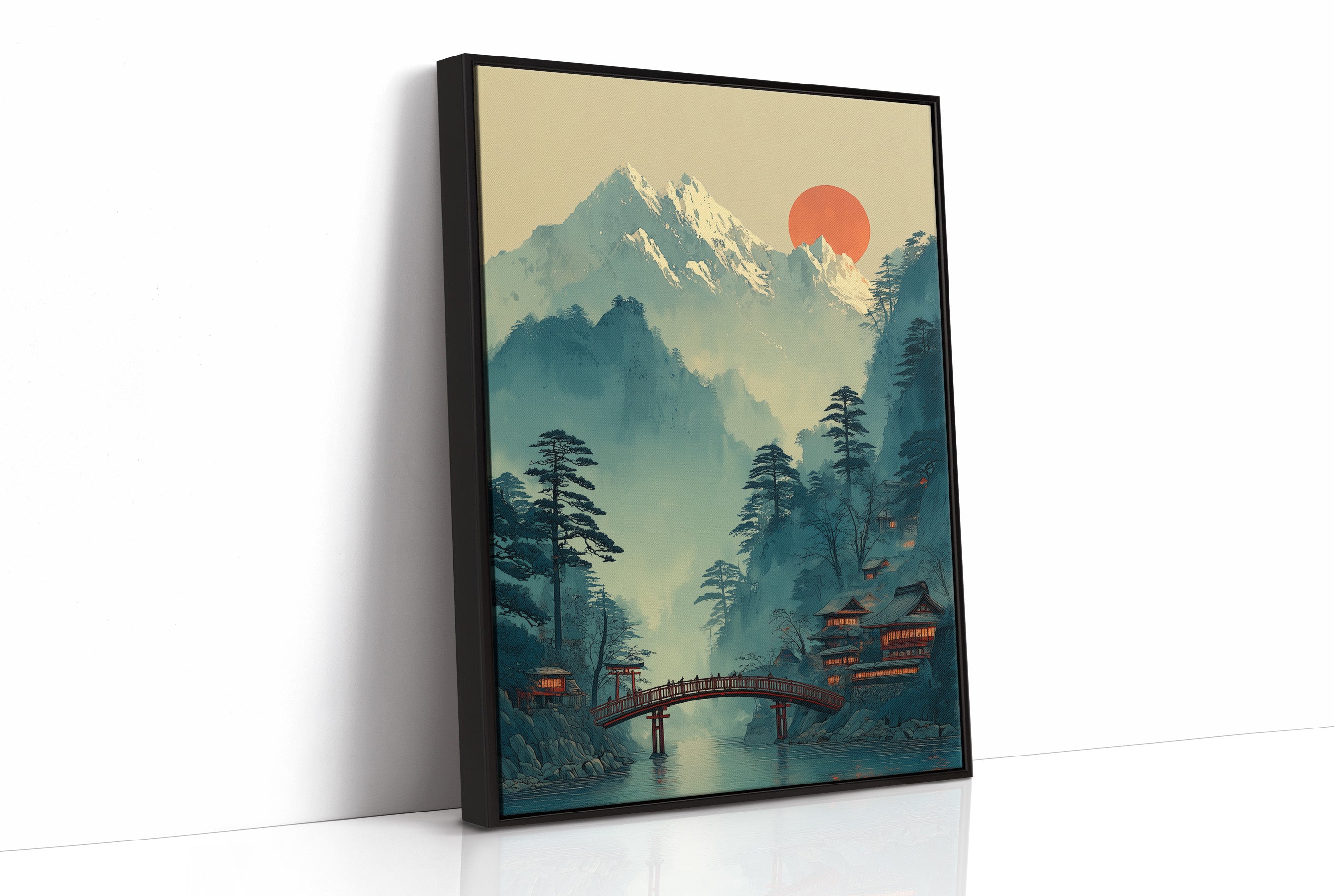 Sacred Bridge Beyond Misty Peaks