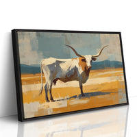 Longhorn Stands In Golden Fields
