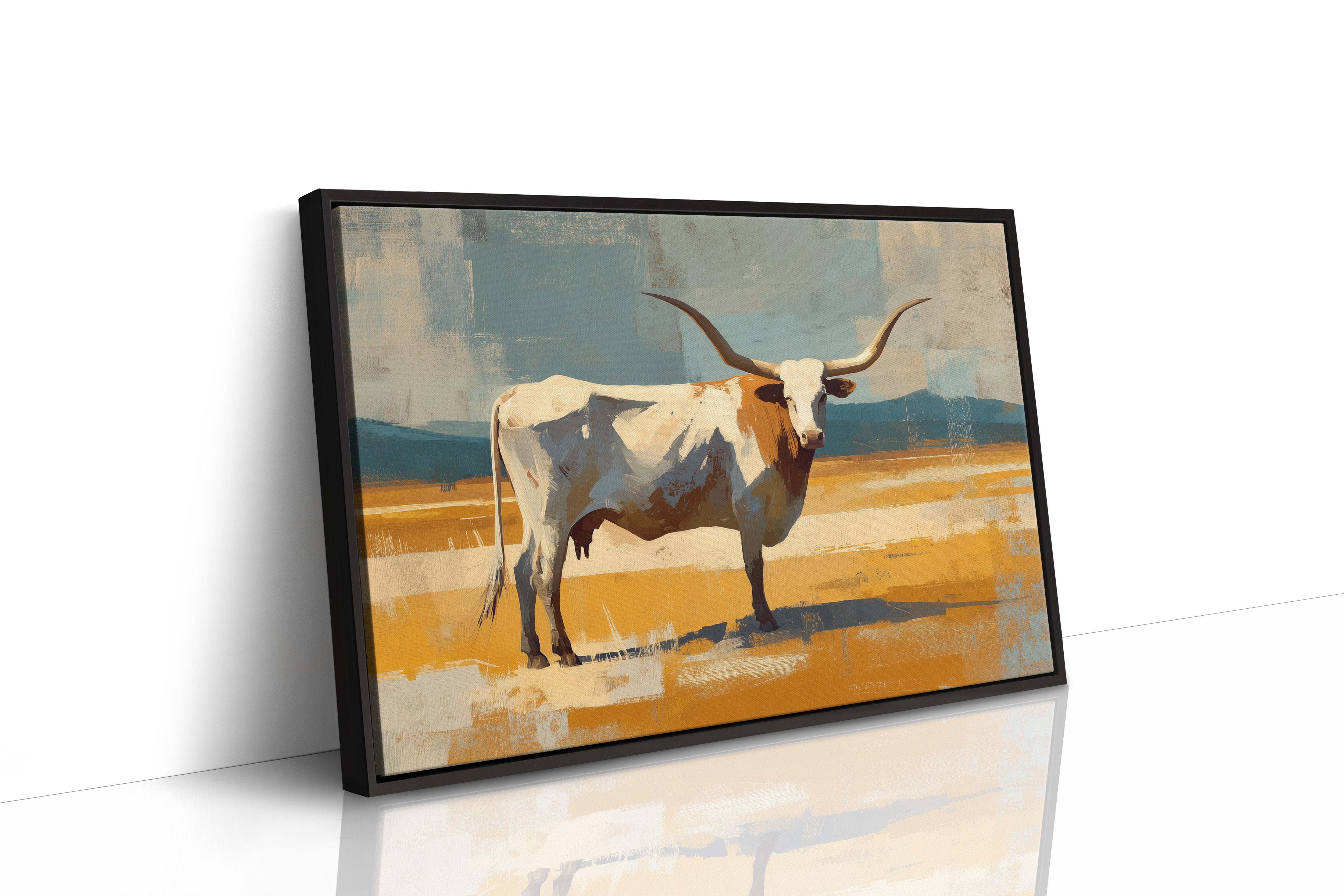 Longhorn Stands In Golden Fields