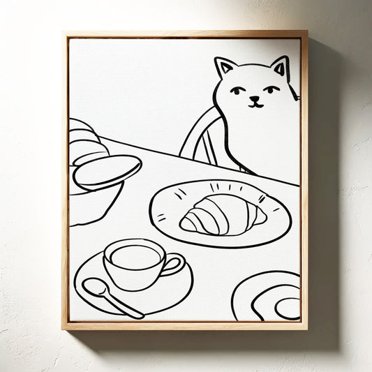 Morning Croissants Tempt Curious Cat