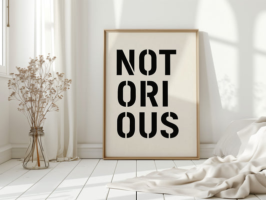 Notorious Bold Stencil Typography Print