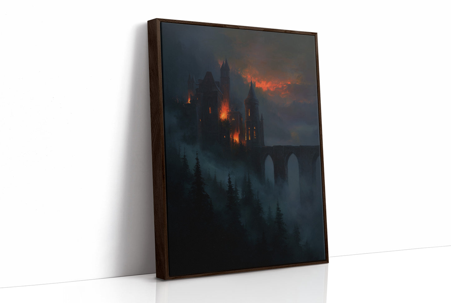 Fortress Ablaze Beyond Misty Pines