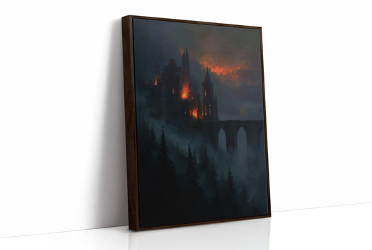 Fortress Ablaze Beyond Misty Pines