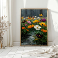 Vibrant Blossoms in Gentle Rain